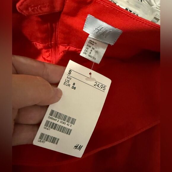 NEW H&M Red Belted Women's Pencil Skirt Size 8 - Picture 6 of 9